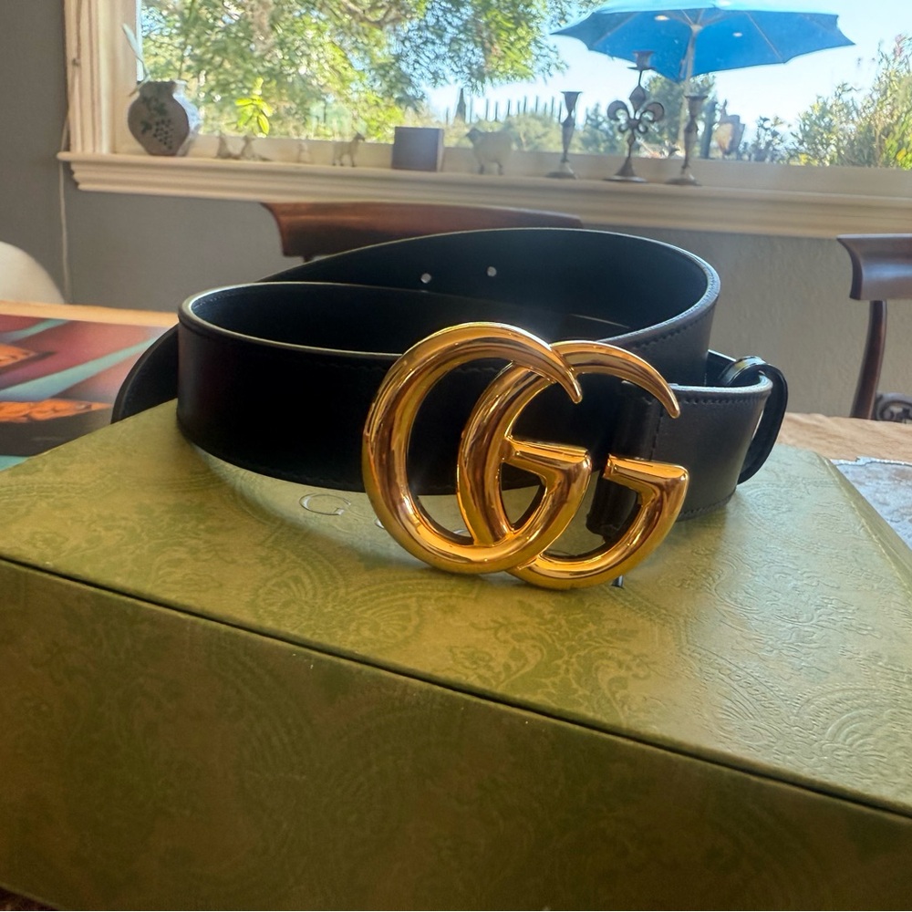 Gucci GG Marmont Leather Belt shiny buckle 30mm